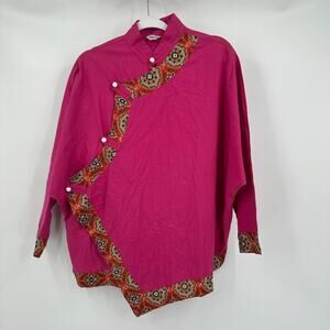 Pak Loi Womens Jacket Size XL Pink Vintage Asian Inspired‎ Artsy Statement